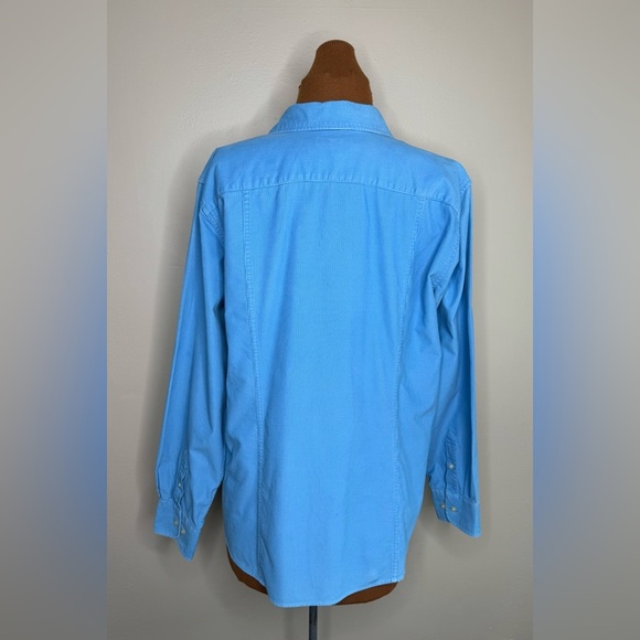 Lands' End Micro Corduroy Light Blue Button Down Shirt Size Large - Picture 3 of 8